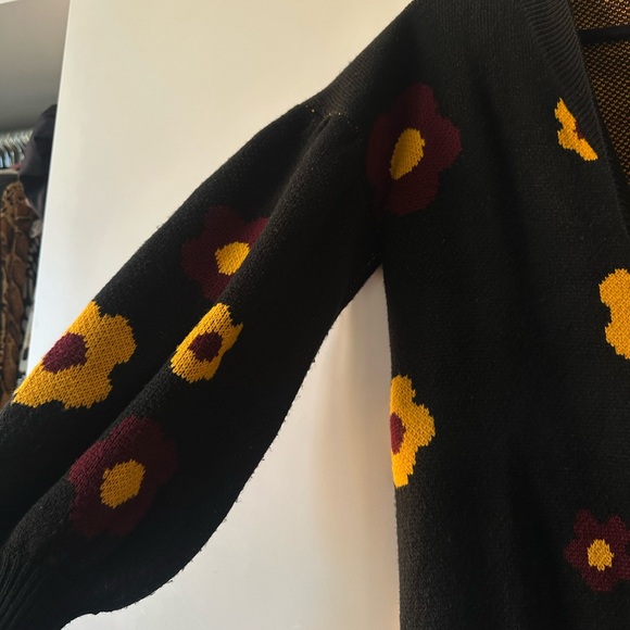 Sugarlips Black and Yellow Floral Cardigan Sweater - Picture 4 of 5